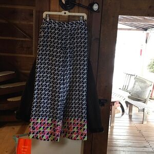 Kaari Blue Geometric Maxi Skirt in Black and Pink